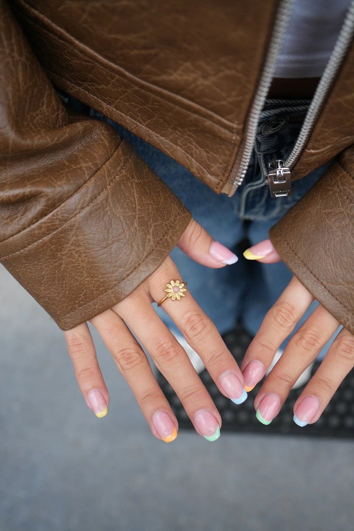 Daisy - Ring - Natural Stone - Stainless Steel - Adjustable