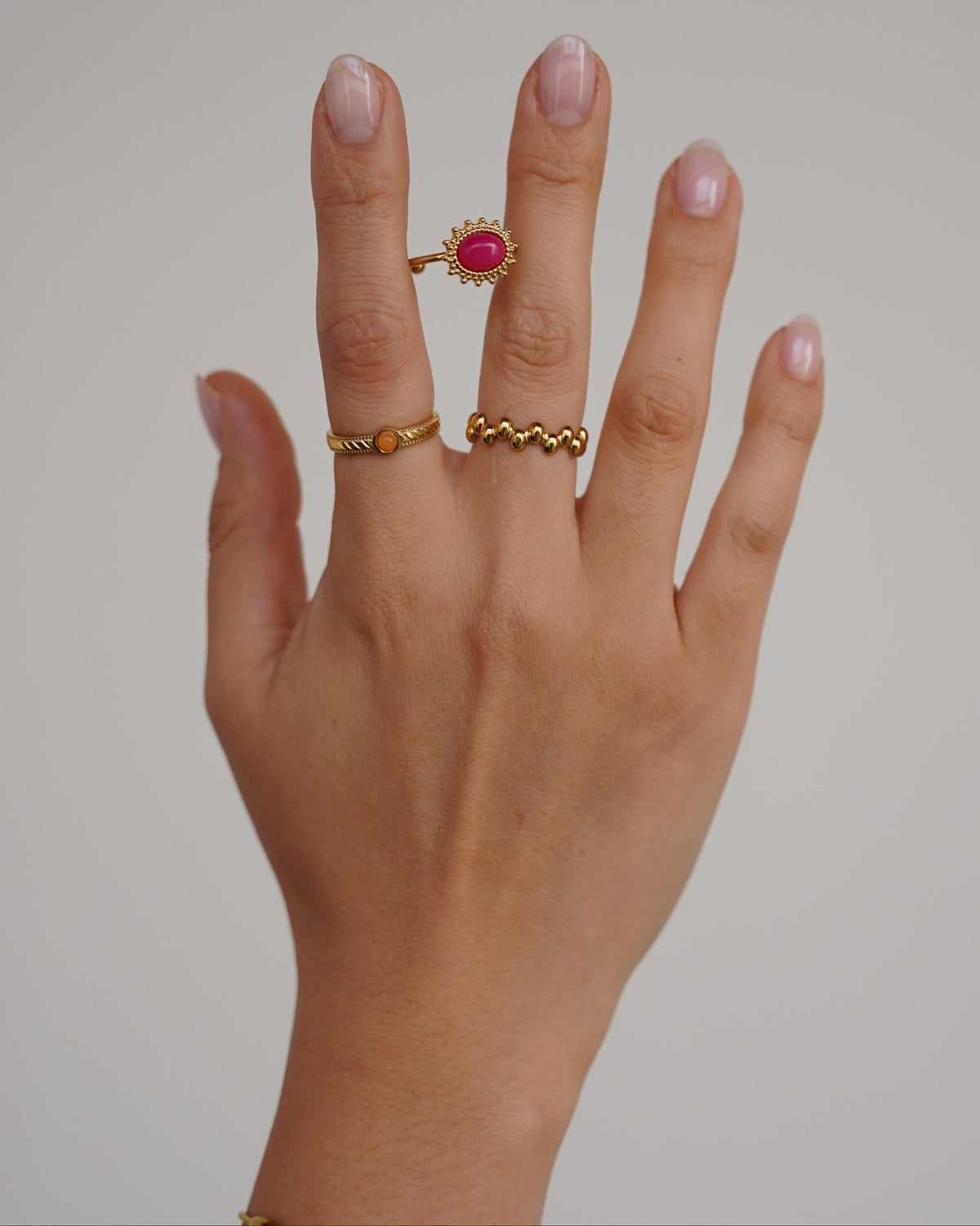 Zosia - Ring - Natural Stone - Stainless Steel - Adjustable
