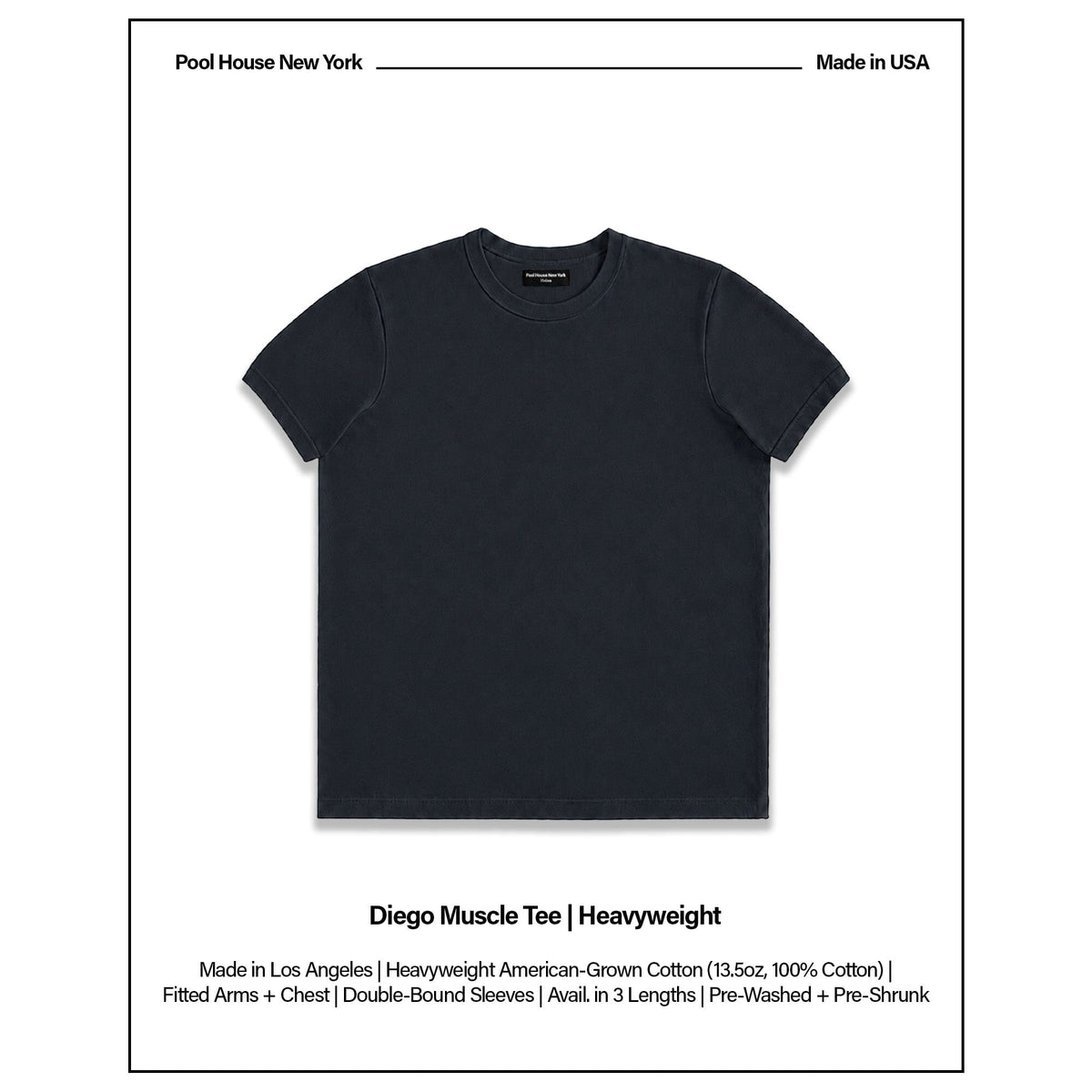 Diego Muscle Tee | Heavyweight | 13.5oz | Vintage - Ash Black | Vintage