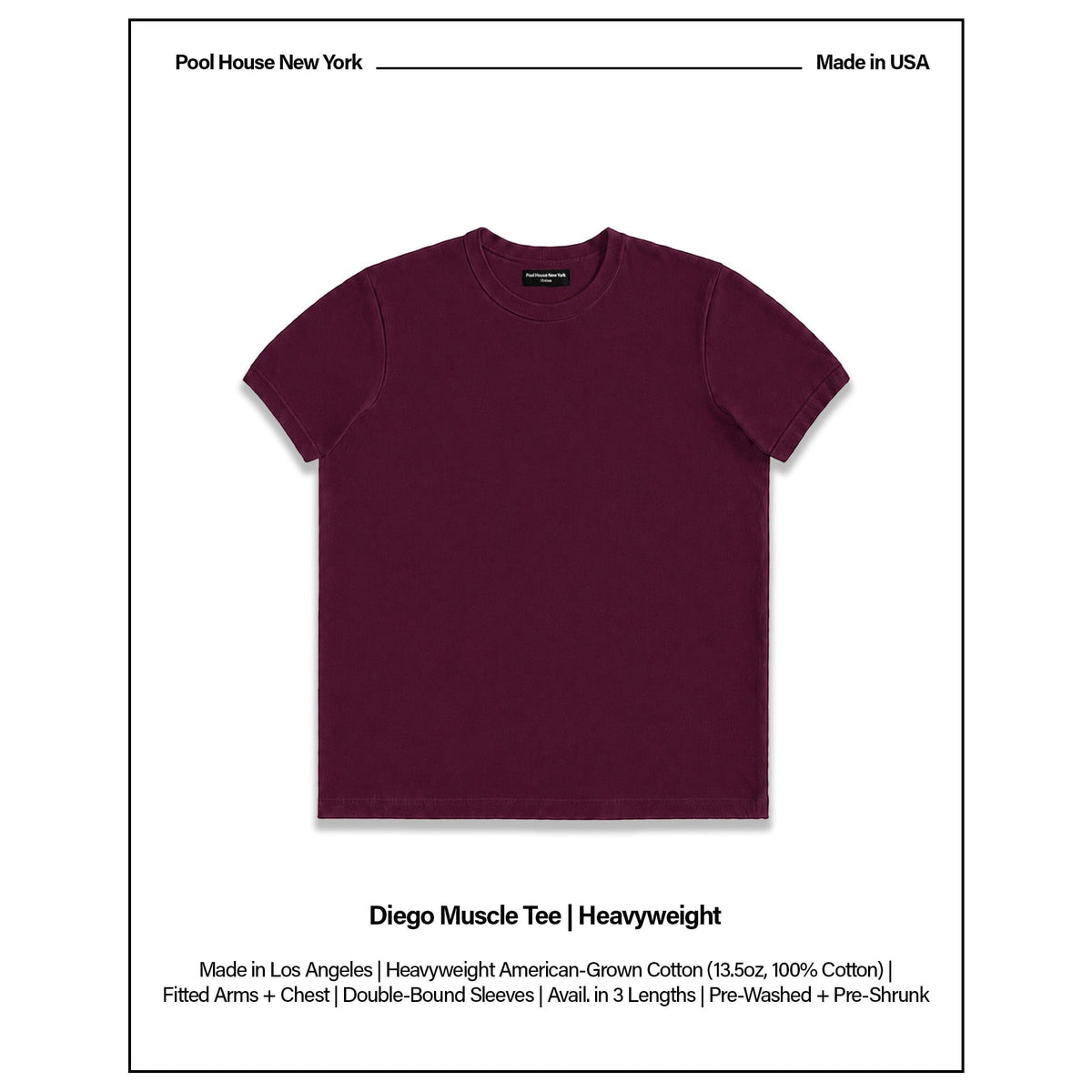 Diego Muscle Tee | Heavyweight | 13.5oz - Burgundy