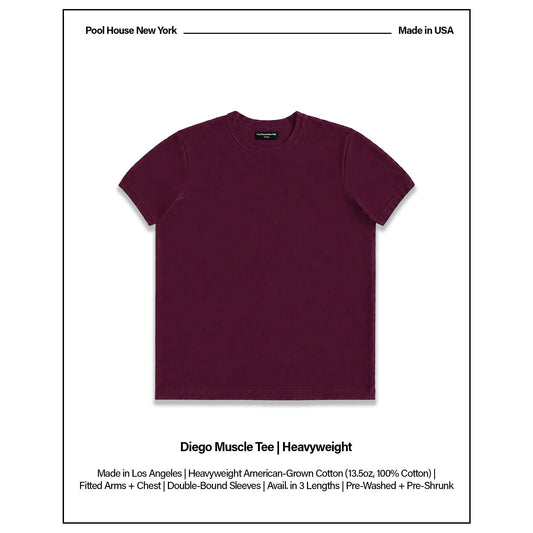 Diego Muscle Tee | Heavyweight | 13.5oz - Burgundy