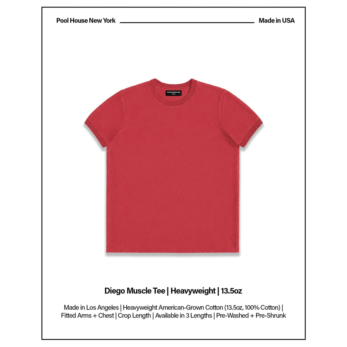Diego Muscle Tee | Heavyweight | 13.5oz | Ringer - Tonal Vintage Red
