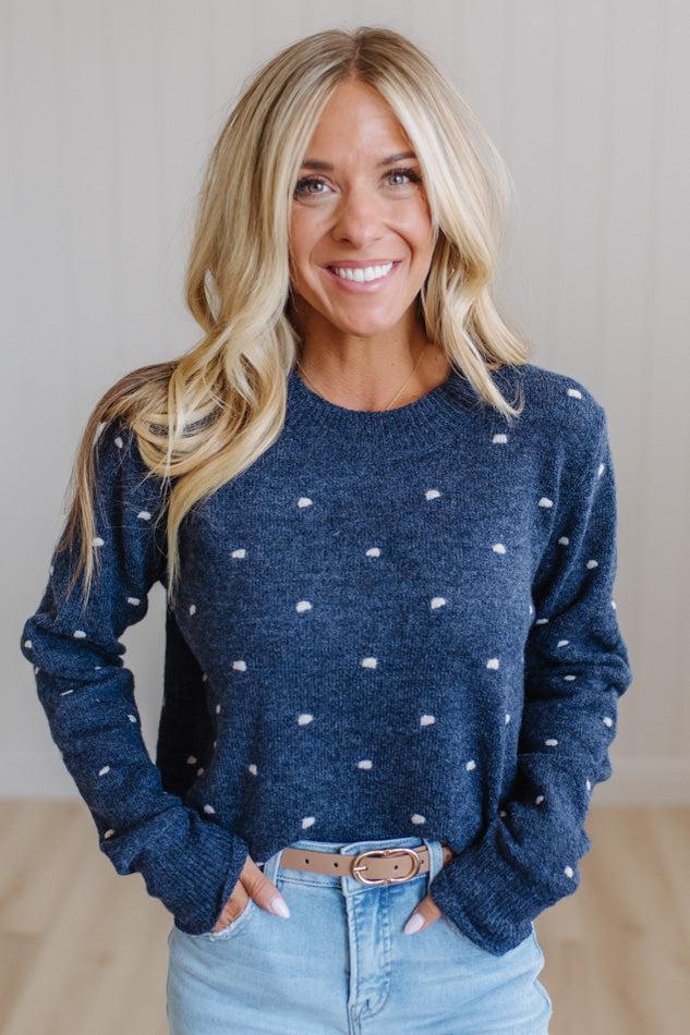 Dotted Embroidery Crewneck Sweater