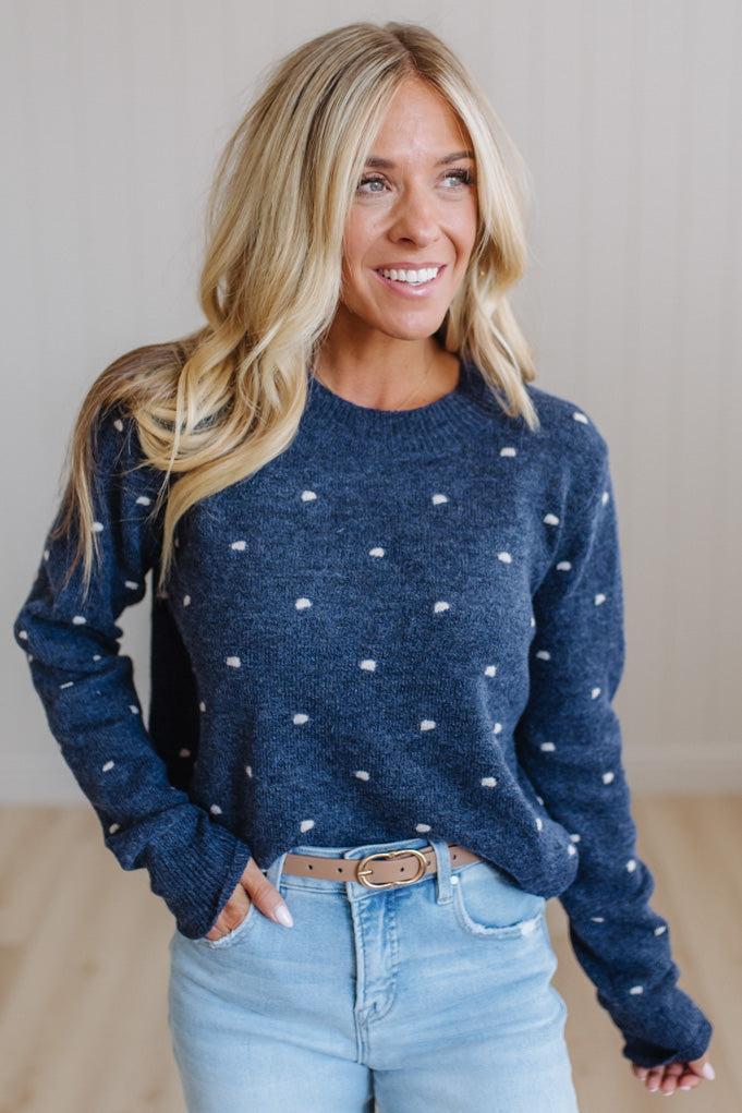 Dotted Embroidery Crewneck Sweater