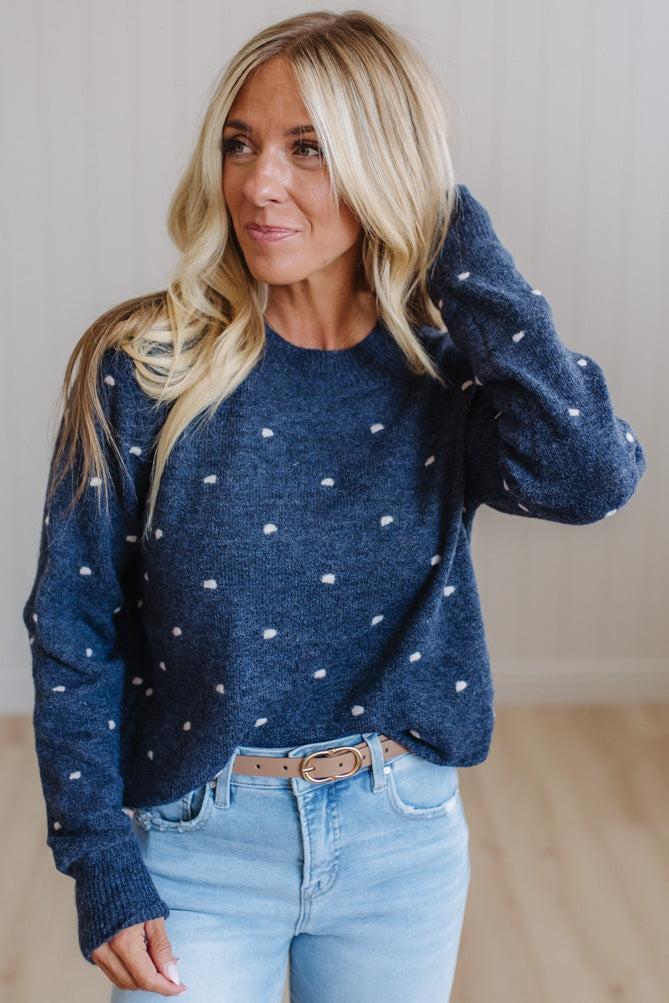 Dotted Embroidery Crewneck Sweater
