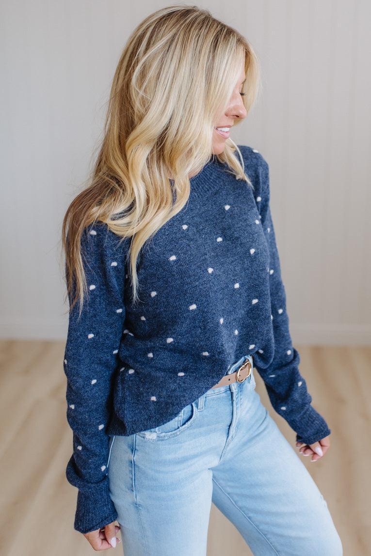 Dotted Embroidery Crewneck Sweater