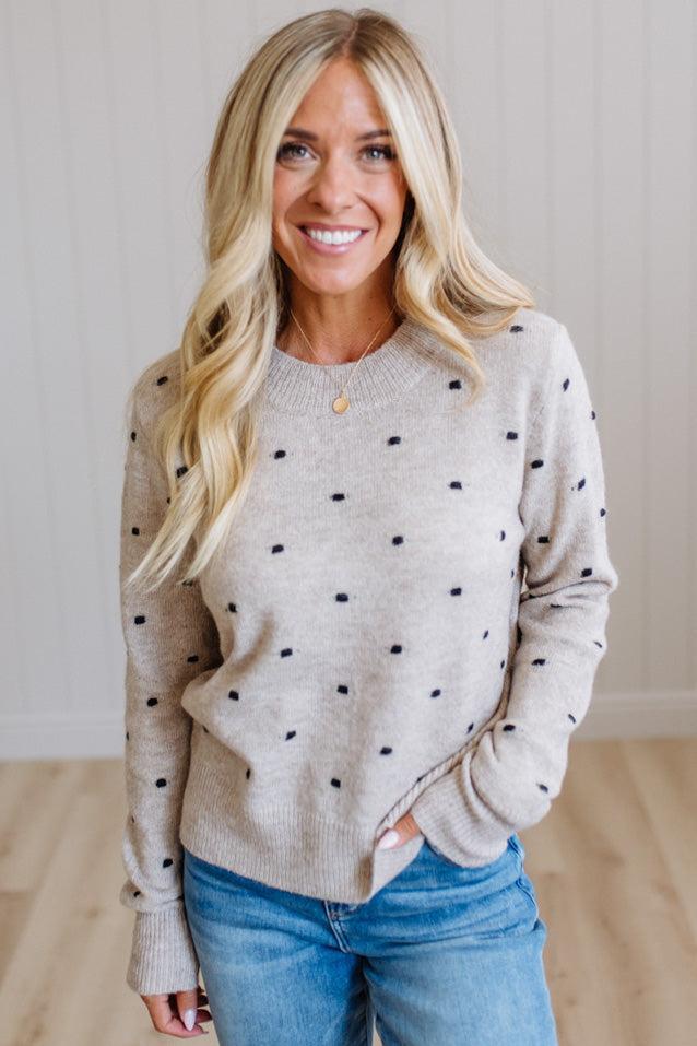 Dotted Embroidery Crewneck Sweater
