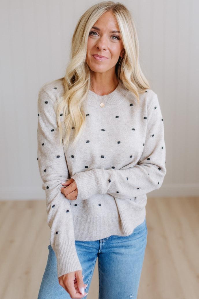 Dotted Embroidery Crewneck Sweater