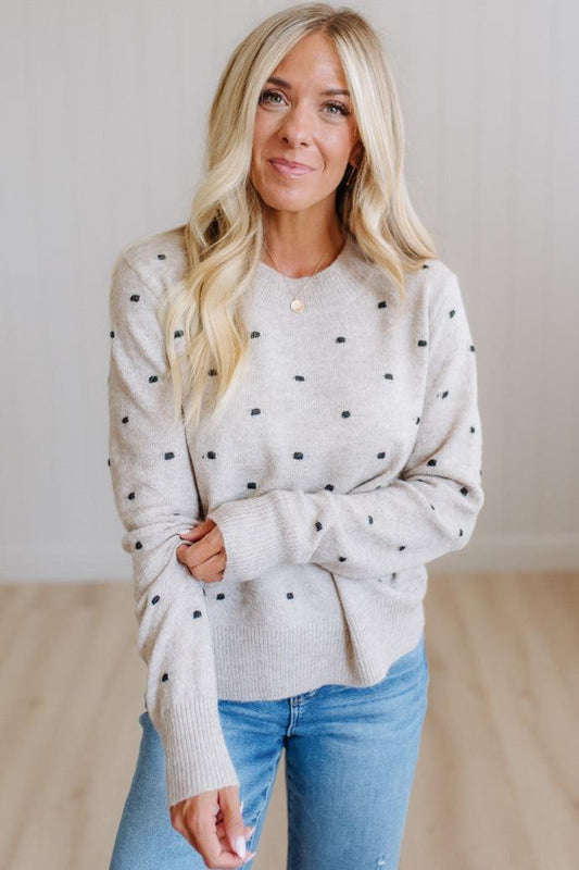 Dotted Embroidery Crewneck Sweater
