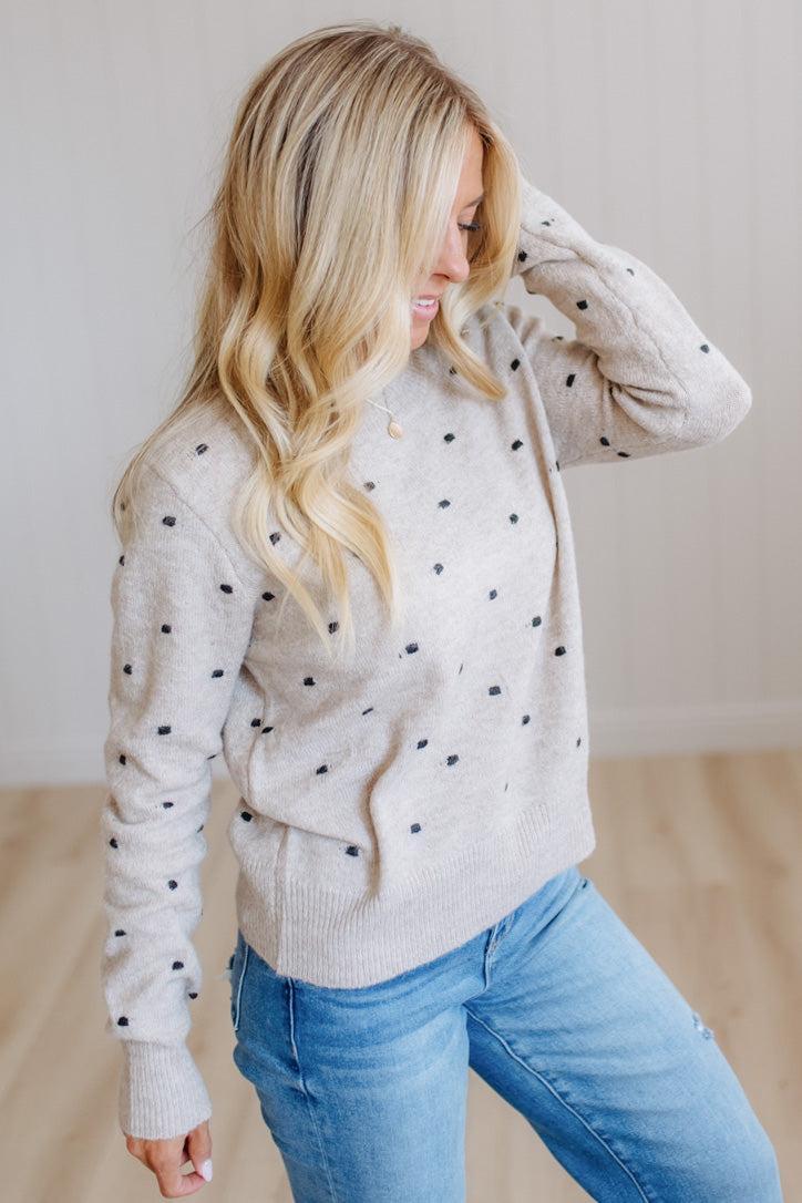 Dotted Embroidery Crewneck Sweater