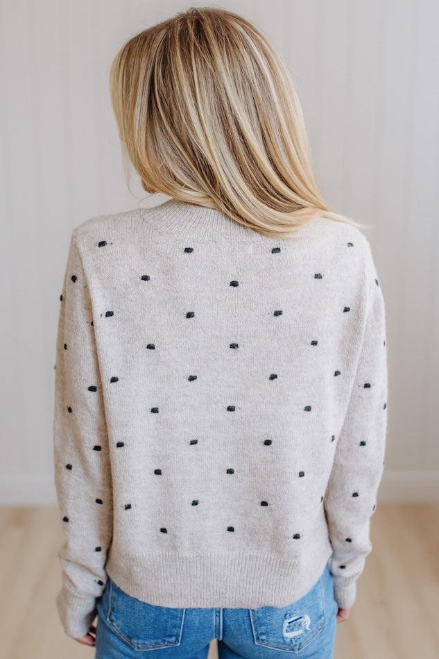Dotted Embroidery Crewneck Sweater