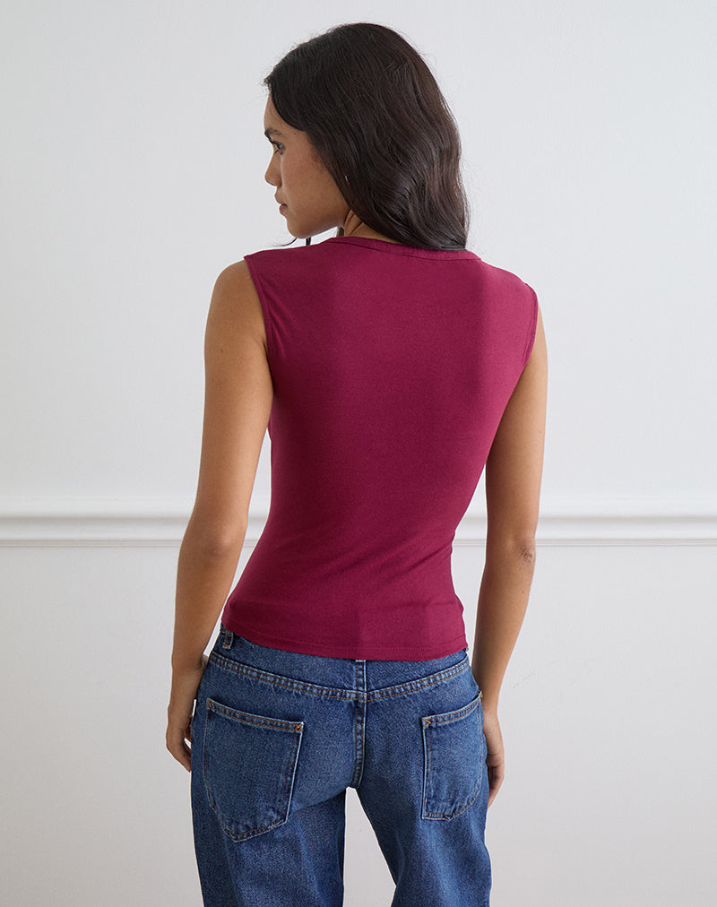 Emberly Plunge Top in Burgundy