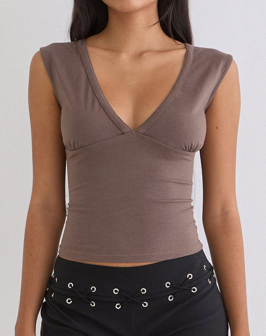 Emberly Plunge Top in Coffee Quartz
