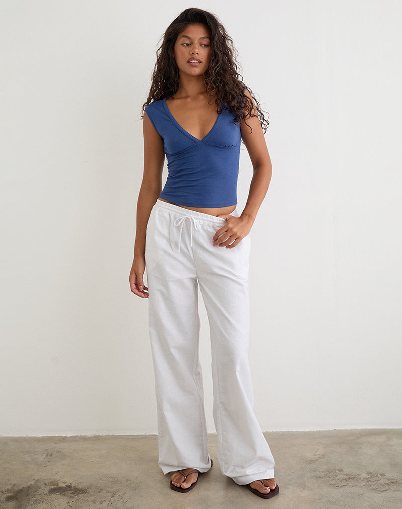 Emberly Plunge Top in Dazzling Blue