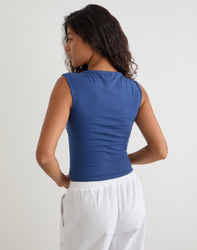 Emberly Plunge Top in Dazzling Blue