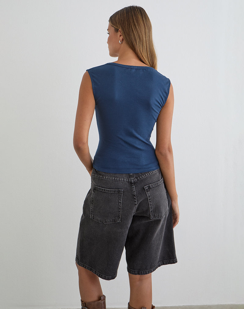 Emberly Plunge Top in Navy