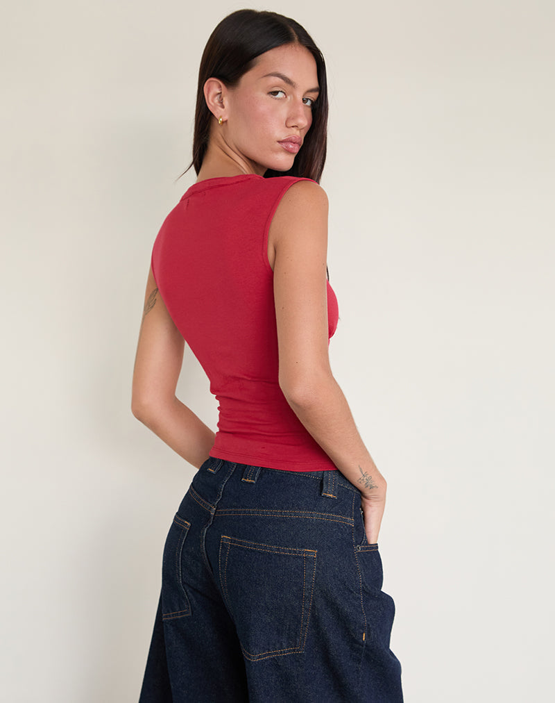 Emberly Plunge Top in Adrenaline Red