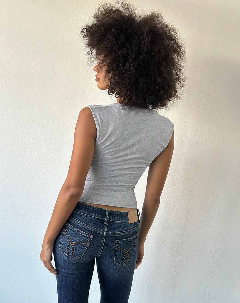 Emberly Plunge Top in Grey Marl