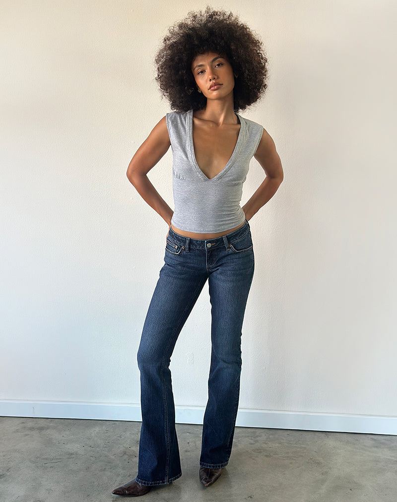 Emberly Plunge Top in Grey Marl
