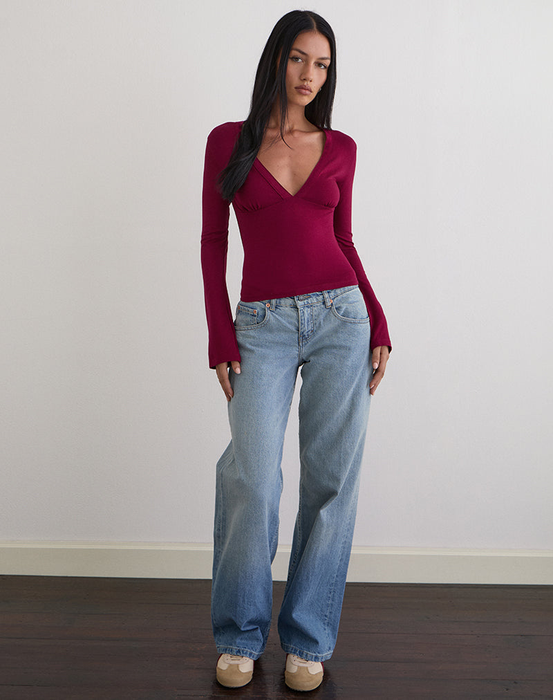 Emesy Long Sleeve Top in Burgundy