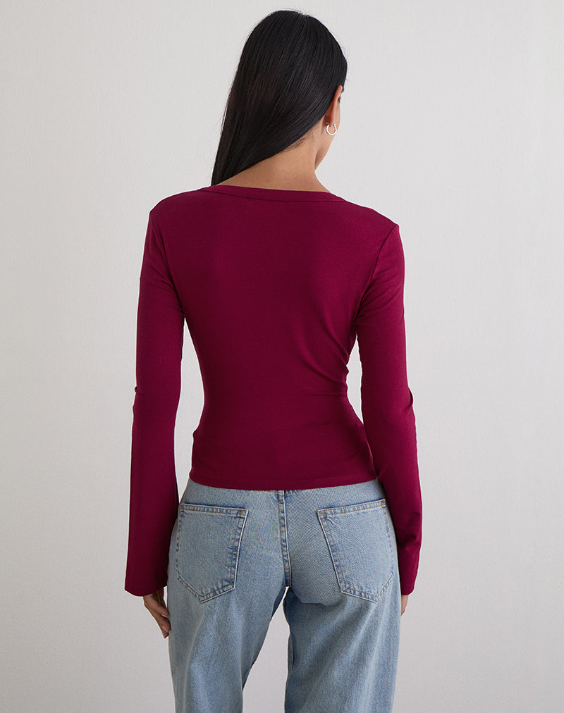 Emesy Long Sleeve Top in Burgundy