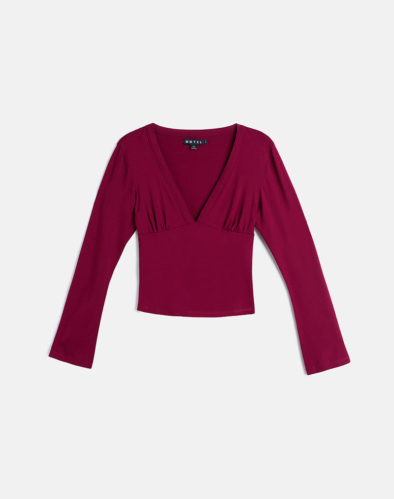 Emesy Long Sleeve Top in Burgundy