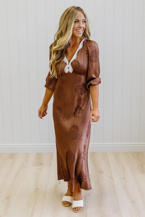 Elli Embossed Satin Maxi