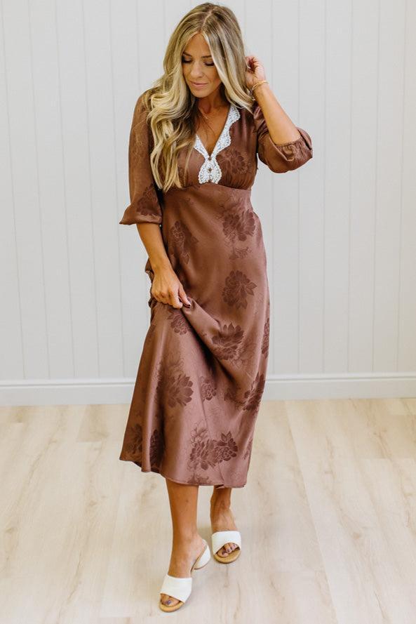 Elli Embossed Satin Maxi