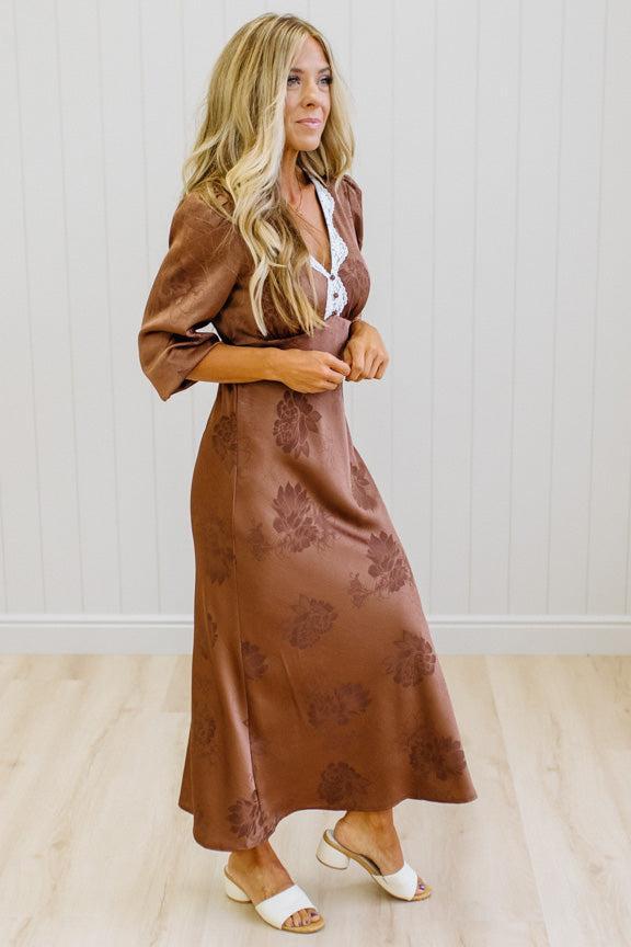 Elli Embossed Satin Maxi