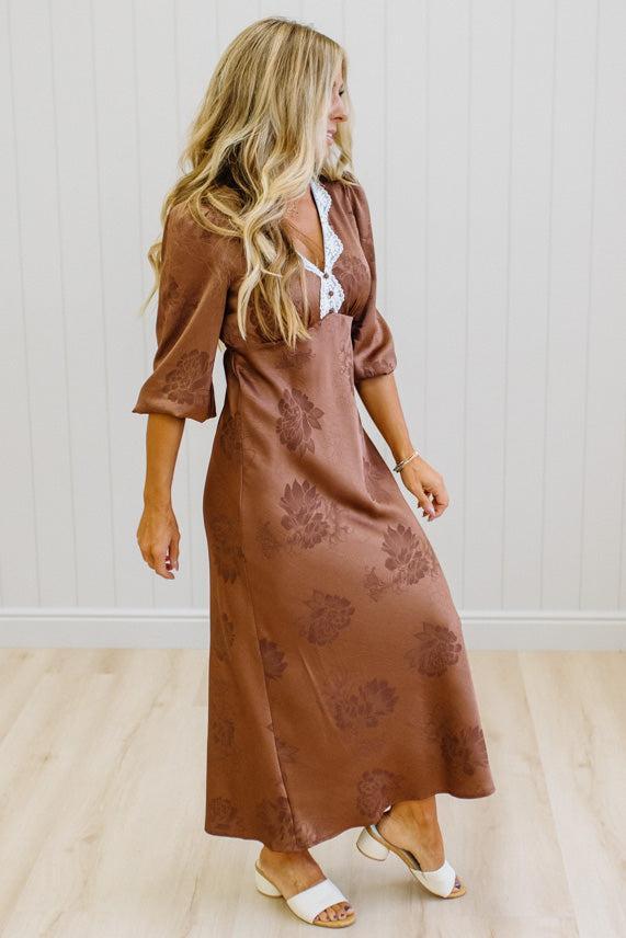 Elli Embossed Satin Maxi