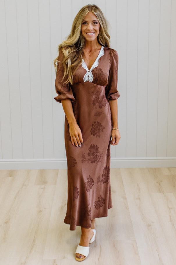 Elli Embossed Satin Maxi