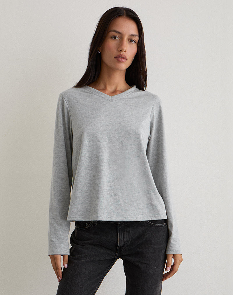 Feman Top in Jersey Grey Marl