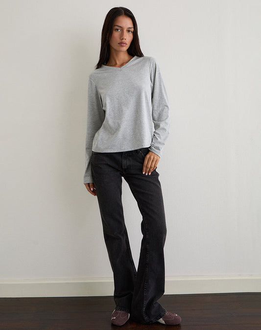 Feman Top in Jersey Grey Marl