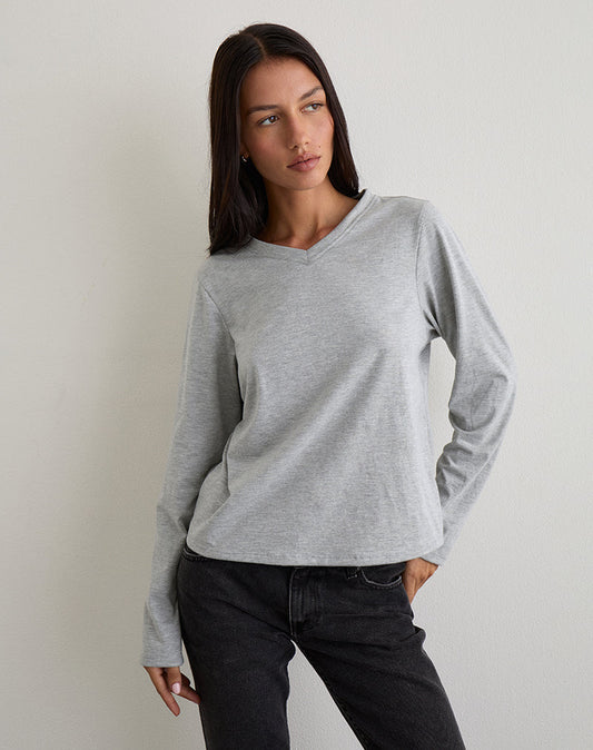 Feman Top in Jersey Grey Marl