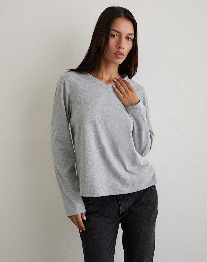 Feman Top in Jersey Grey Marl