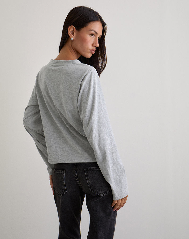 Feman Top in Jersey Grey Marl