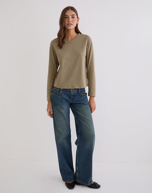 Feman Top in Jersey Khaki