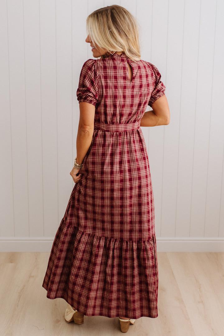 Foster Plaid Tie Front Maxi Dress