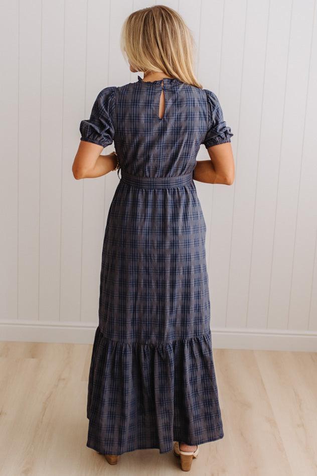 Foster Plaid Tie Front Maxi Dress