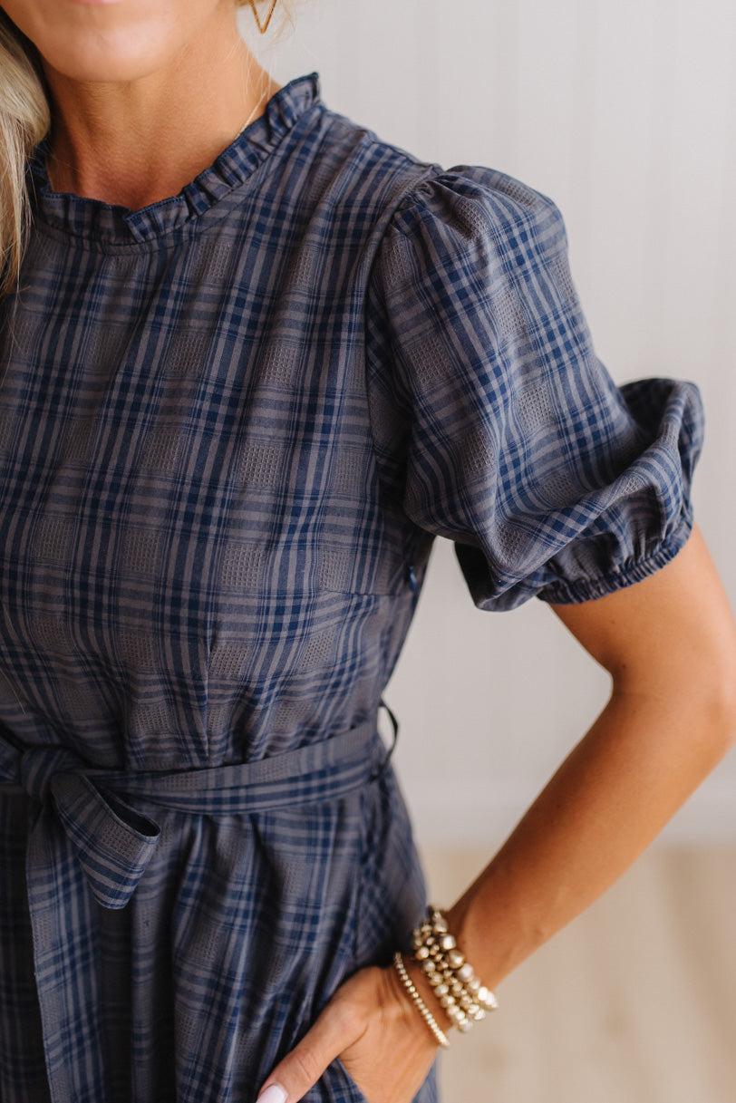 Foster Plaid Tie Front Maxi Dress