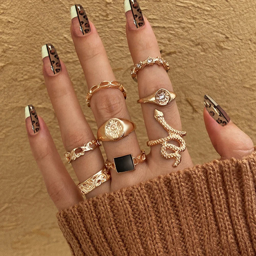 Gothic Heart Snake Animal Skull Ring