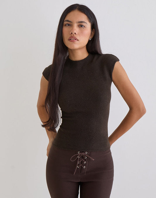 Hanuva Top in Knit Chocolate Brown