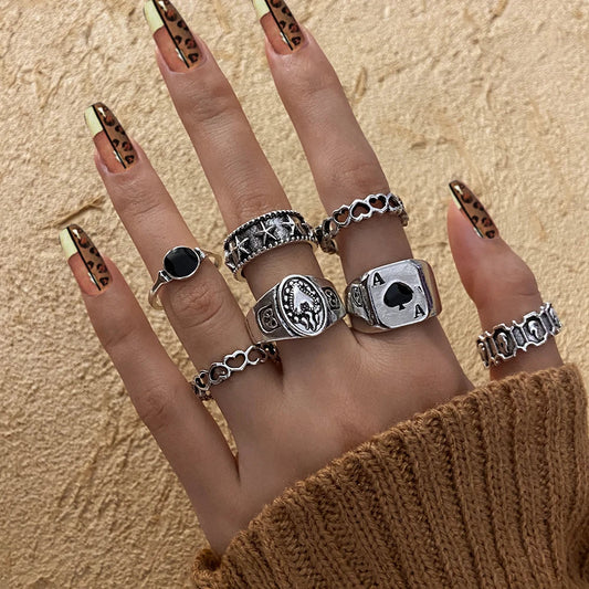Gothic Heart Snake Animal Skull Ring