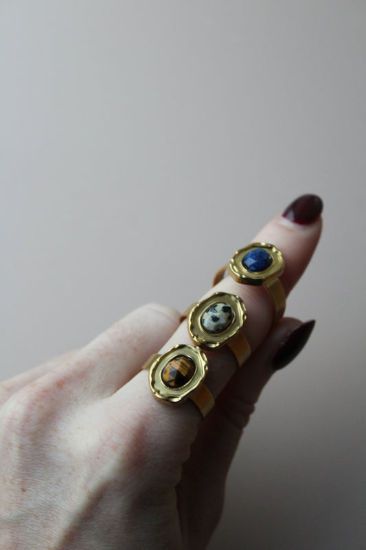 Salomé - Ring - Natural Stone - Stainless Steel - Adjustable