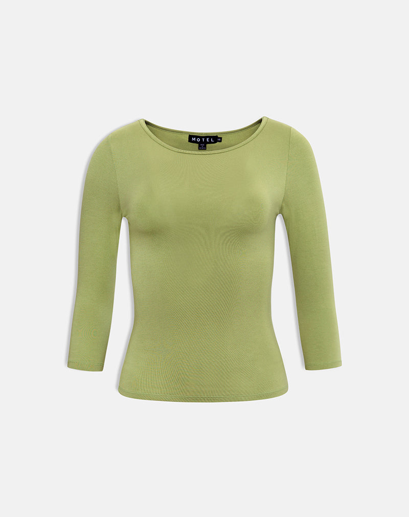 Ione Quarter Sleeve Top in Apple Green