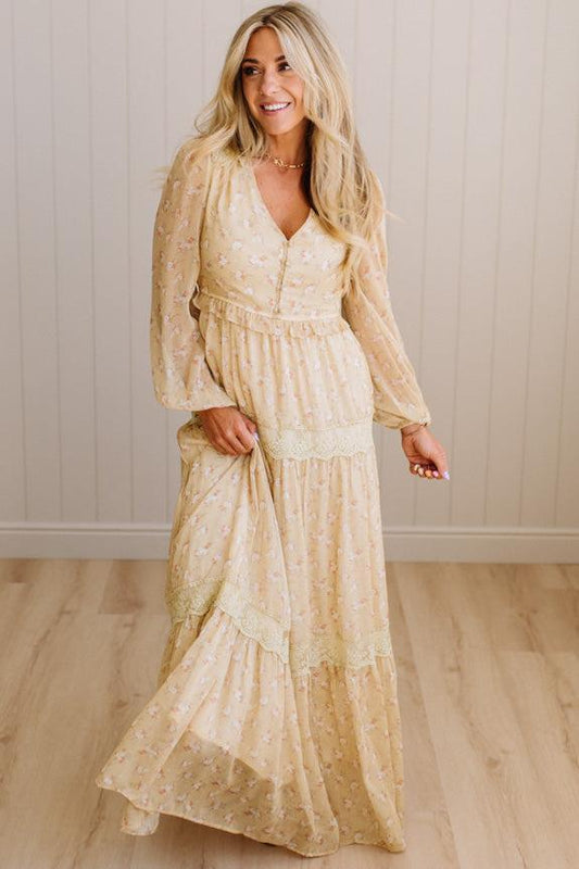 Irina Floral Lace Paneled Maxi