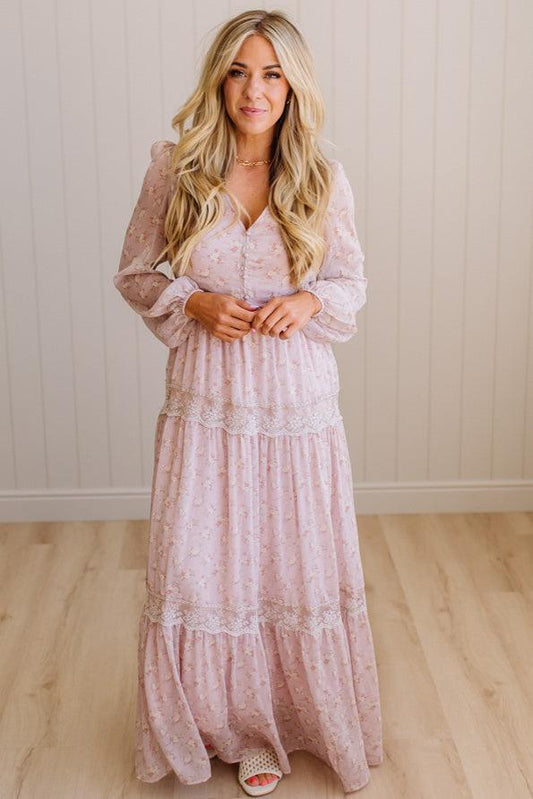 Irina Floral Lace Paneled Maxi