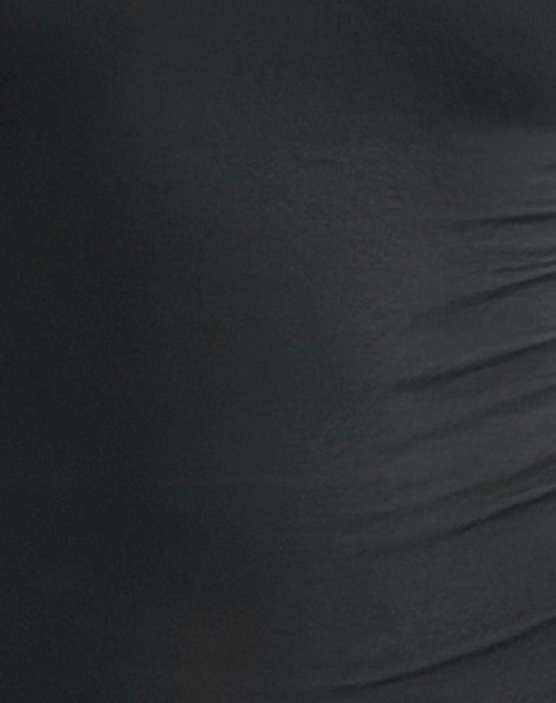 Jael Plunge Long Sleeve Top in Beluga Grey