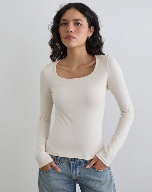 Janana Long Sleeve Top in Cotton Tofu