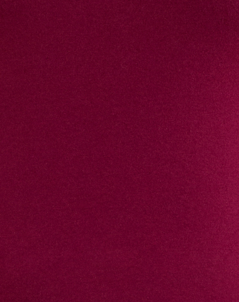 Jenji Long Sleeve Top with Pearl Button in Burgundy